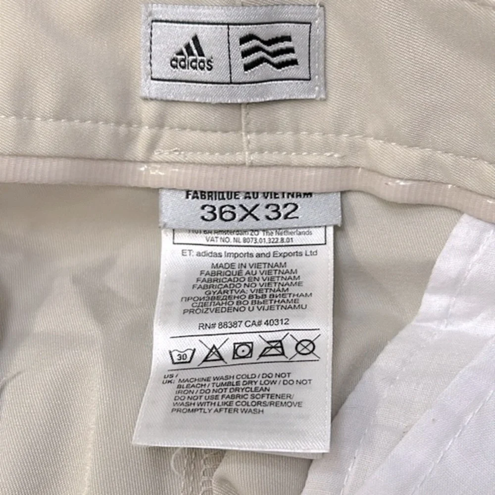 Men’s Adidas Polyester & Spandex Khaki Colored Golf Athletic Pants Size 36 x 32